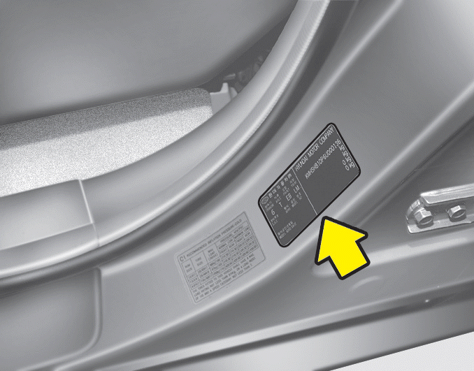 Hyundai Santa Fe Vehicle certification label Specifications