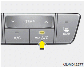 To operate the MAX A/C, turn the fan speed control knob to the right to maximum