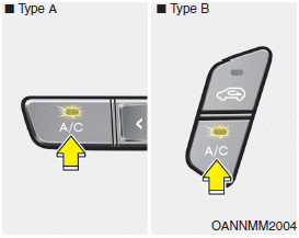 Push the A/C button to turn the air conditioning system on (indicator light will