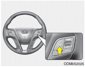 1. Press the CRUISE button on the steering wheel to turn the system on. The CRUISE